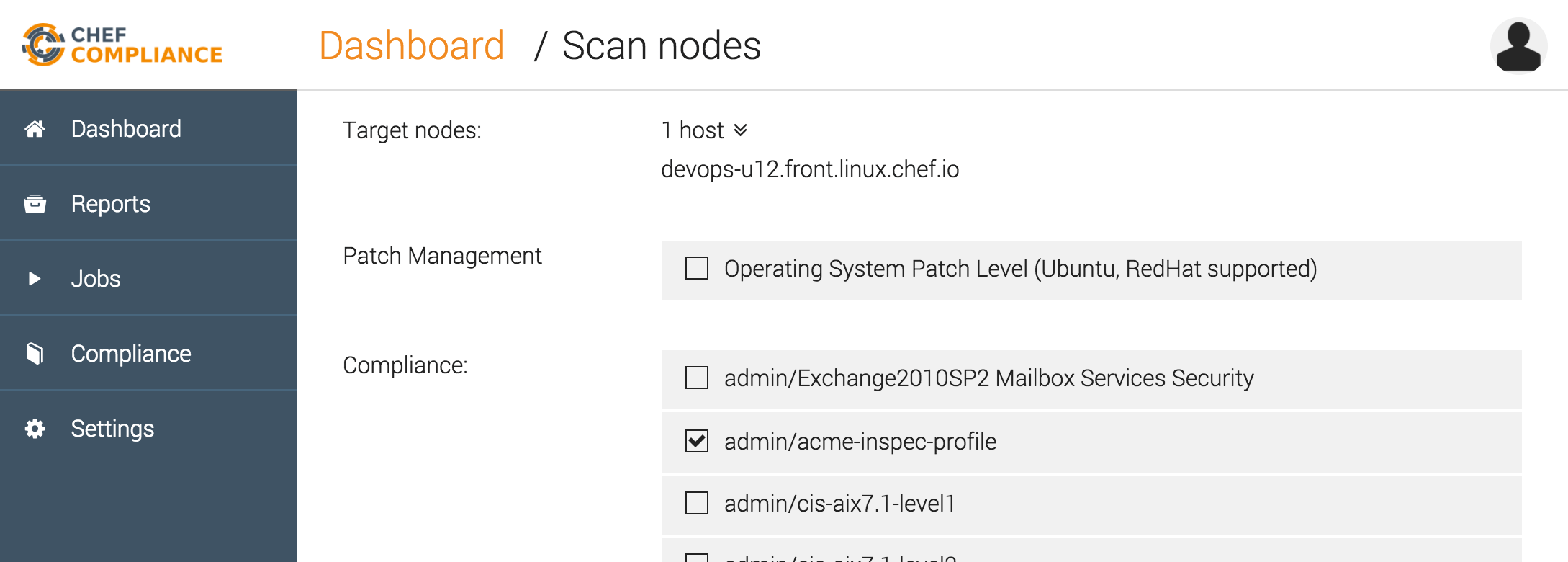 Trigger a scan in Chef Compliance